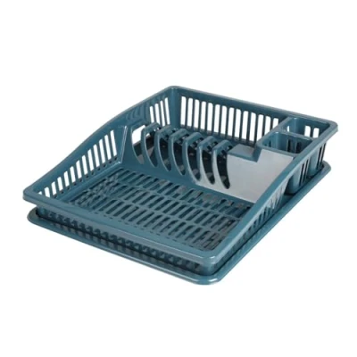 Afbeelding van Urban Living Afwas afdruiprek met lekbak petrol blauw kunststof 38 x 31 8 cm