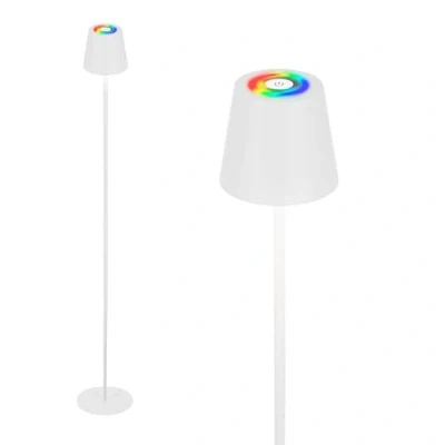 Afbeelding van BRILONER Oplaadbare RGB Vloerlamp binnen en buiten staande lamp dimbaar met batterij Ø20.8 x 133 cm wit