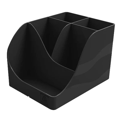 Afbeelding van Exacompta Ref. 69514D 1 Pen Wave NeoDeco pennenhouder zwart met 5 vakken 4 hoge voor grote gebruiksvoorwerpen en onderste vak kleine