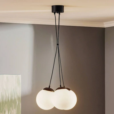 Afbeelding van Hanglamp Lima opaalglas zwart 3 lamps bundel