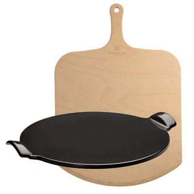 Afbeelding van Emile Henry Pizzasteen 37 Cm 2 delig Zwart