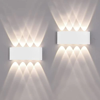 Afbeelding van 2 stuks wandlampen voor buiten/binnen, led, buitenlampen, 16 W, 1600 lm, IP65, waterdicht, modern, van aluminium, up and down, lichtlamp, spot, wandlamp (wit 4500 K, natuurlijk licht)