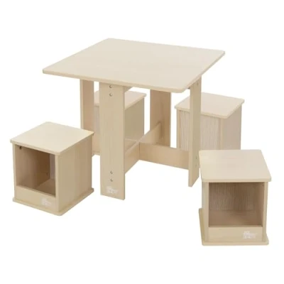 Afbeelding van Kinderzitgroep 5 delig met tafel en 4 stoelen van hout Joyz