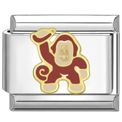 Afbeelding van Quiges Schakel Bedel 9mm charms Kleurrijk Aap Geschikt voor Nomination armband Schakelarmband italy bedels