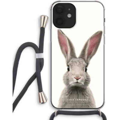 Afbeelding van Case Company® hoesje met Koord geschikt voor iPhone 12 mini Daisy Telefoonhoesje Zwart Extra Bescherming aan alle Kanten en Over de Schermrand