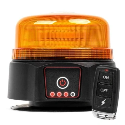 Afbeelding van AMiO Oranje LED Batterij Zwaailicht Noodverlichting met Afstandsbediening en Magneet 36LED 12/24V Oplaadbaar