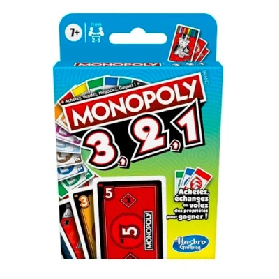 Afbeelding van Monopoly 3,2,1, snel kaartspel voor familie en kinderen, vanaf 7 jaar (Franse versie)