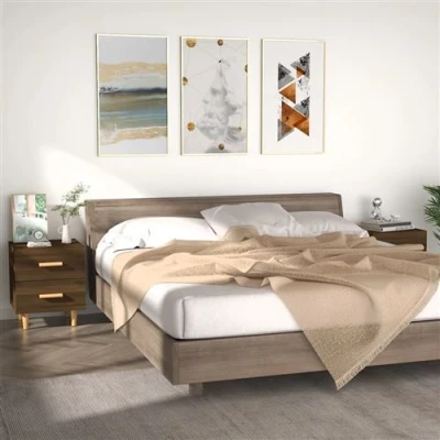 Afbeelding van Nachtkastjes 2 st 40x35x47,5 cm bruineikenkleurig