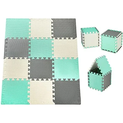 Afbeelding van Babymat met puzzelstructuur, 120 x 90 1,2 cm, speelmat, geurloos, grote puzzelmat voor jongens en meisjes, kinderen, educatief tapijt zonder geur