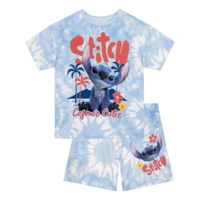 Afbeelding van Disney Lilo en Stitch pyjama voor meisjes, korte mouwen, pyjamaset, Blauw
