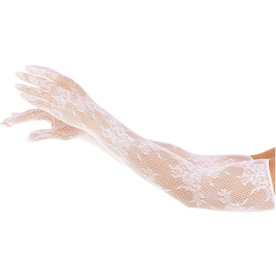 Afbeelding van Leg Avenue Floral Net Opera Length Handschoenen Wit
