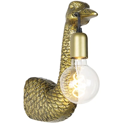 Afbeelding van QAZQA Vintage wandlamp messing Animal Camel bird
