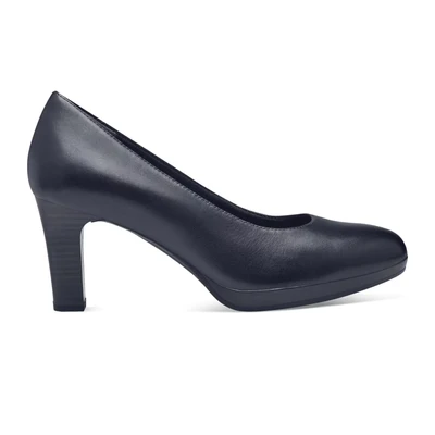 Afbeelding van Tamaris Plateaupumps, Dames, Maat: 39, Navy Leer