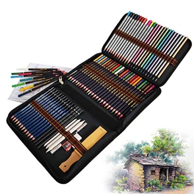 Afbeelding van Kleurpotloden voor volwassenen, 24 aquarelpotloden, 12 kleurpotloden, metalen potloden, tekenpotloden en accessoires kunstenaars, professionals kinderen