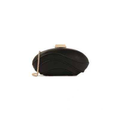 Afbeelding van Chic black ellipse shaped clutch bag