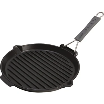 Image de Staub 1202023 Gril Rond avec manche en silicone Noir 27 cm