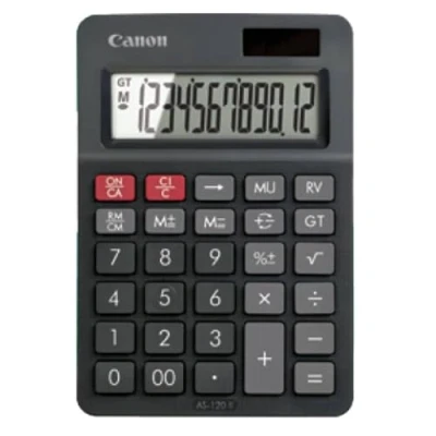 Image de Canon AS 120 II Calculatrice de bureau 12 chiffres panneau solaire, pile