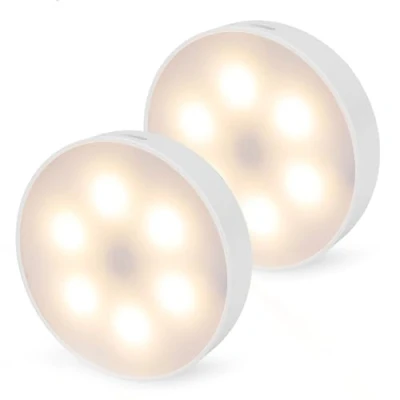 Afbeelding van Brendz LED ronde Kastverlichting, Touch bediening, USB C Oplaadbaar, Dimbaar, Magnetisch, 2 stuks, 3 Kleurtemperaturen, Trapverlichting draadloos, Nachtlampje