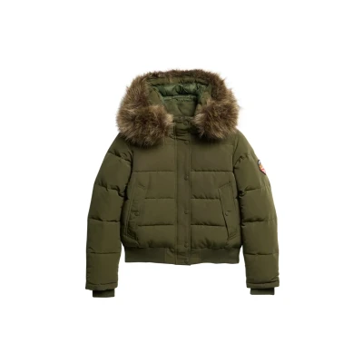 Afbeelding van Superdry Everest Hooded Winterjas, Dames, Maat: 38, Army khaki