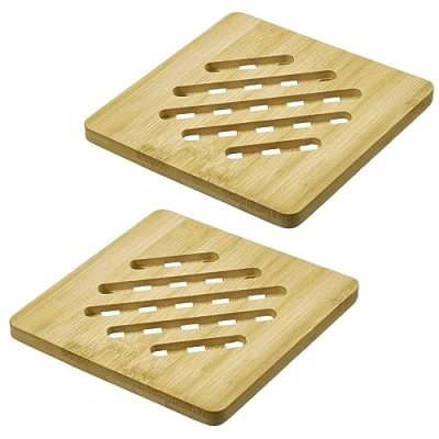 Afbeelding van Westmark Set van 2 onderzetters Tapas + Friends Vierkante voor tafel Kras en brandwonden Ideaal eettafel Bamboe 17 x cm