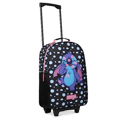 Afbeelding van Disney Koffer voor kinderen, meisjes, Stitch, Minnie Elsa, ijskoningin, kleine koffer, zacht, wielen, opvouwbaar, trolley, tas, reizen, cabine, trolleytas Zwart Travel