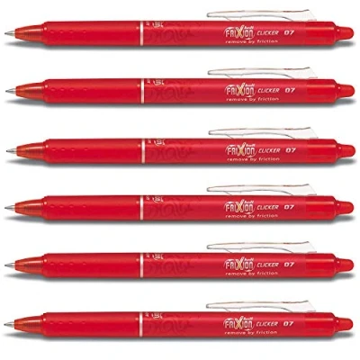 Afbeelding van Pilot Frixion Balpen, uitwisbaar, rood, fijne punt, 0,7 mm, lijnbreedte 0,35 blrt Fr7, 6 stuks