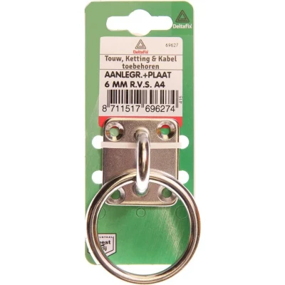 Afbeelding van aanlegring + plaat 6mm RVS A4
