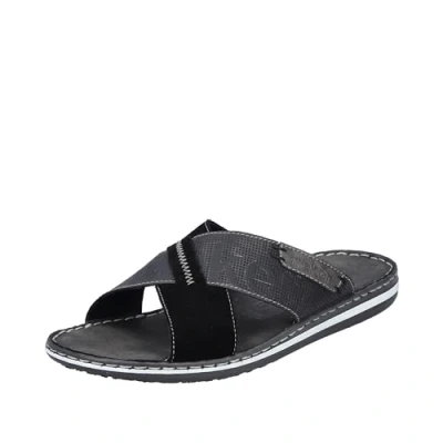 Afbeelding van Rieker 21098 herenslippers, zwart.