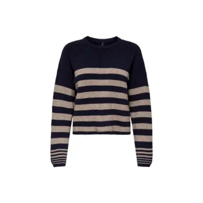 Afbeelding van ONLY Onlkatia Stripe O NECK Trui, Dames, Maat: Medium, Night sky