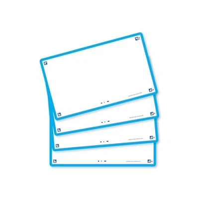 Image de Oxford Flash 2.0 80 Fiches Bristol Cards 7,5 x 12,5cm Fond Blanc Uni Cadre Turquoise
