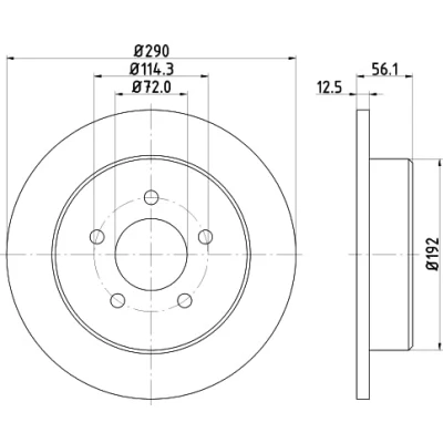 Afbeelding van HELLA 8DD 355 107 901 Remschijf 290 12,5 05/05 114,3 volledig Zonder wielbevestigingsbout, wielnaaf CHRYSLER: VOYAGER 4
