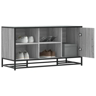 Afbeelding van vidaXL Schoenenbank 100x40x53,5 cm bewerkt hout en metaal grijs sonoma