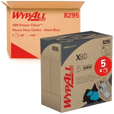 Afbeelding van Poetsdoek wypall x80 powerclean 426x212mm blauw Pak a 80 vel 5 stuks