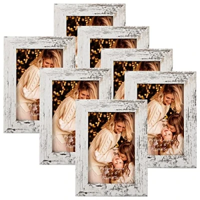 Afbeelding van PETAFLOP Fotolijst 10 x 15 cm, wit en vintage, om op tafel of muur te zetten