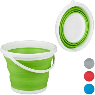 Afbeelding van Relaxdays opvouwbare emmer 10 liter opvouwbaar flexibel voor camping draagbaar groen