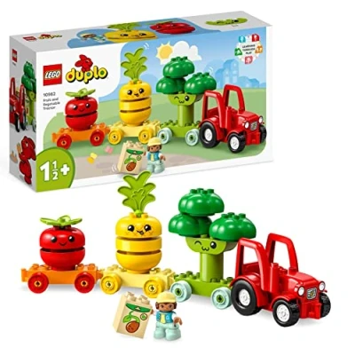 Afbeelding van LEGO 10982 DUPLO My First Tractor met groenten en fruit, speelgoed om te stapelen sorteren op kleur voor baby&#039;s kinderen van 1,5 tot 3 jaar, educatief spel