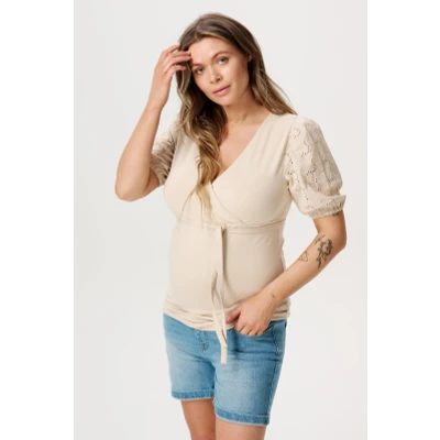 Afbeelding van Zwangerschaps Voedings t shirts Kayleigh Light Sand XS