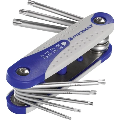 Afbeelding van Promat stifsleutelset uitklaphouder 8 delig torx t9 t40