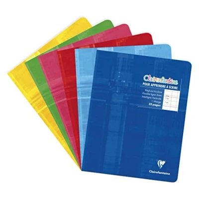 Afbeelding van Clairefontaine 3794AMZC Schrijfboek, geniet, 17 x 22 cm, 32 pagina&#039;s, dubbele lijn, 3 mm, verticale tussenlijn, wit papier, 90 g, gelamineerde omslag, willekeurige kleuren, 6 stuks