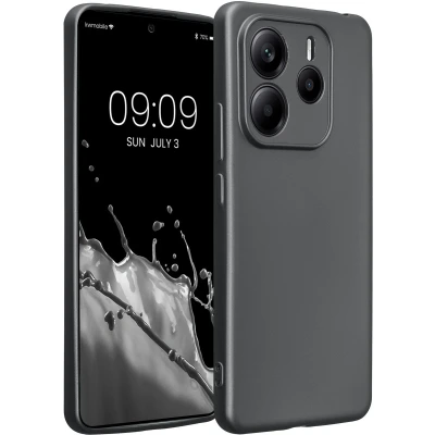 Afbeelding van kwmobile metallic telefoonhoesje van TPU geschikt voor Xiaomi Redmi Note 14 5G Flexible case smartphone In grijs