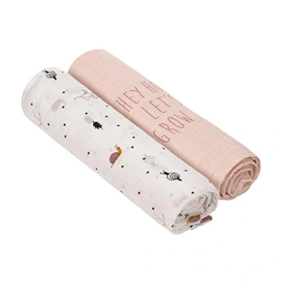 Image de LÄSSIG Linge de puériculture pour bébé Lot 2 mousselines Couverture douillettement doux et respirant (2 pcs. 120 x cm)/ Heavenly Soft Swaddle XL Garden Explorer girls