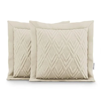 Afbeelding van AmeliaHome Set van 2 dubbelzijdige kussenslopen met ultrasoon stiksel, 45 x cm, crème Ophelia