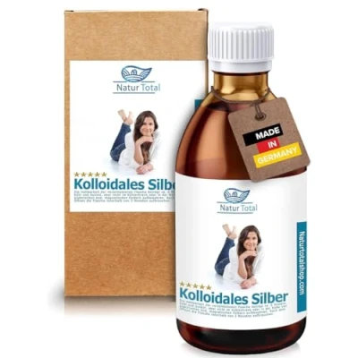 Afbeelding van Natur Total Colloïdaal zilver 50 PPM 1000 ml in laboratorium glazen fles fijnere deeltjes hoge efficiëntie