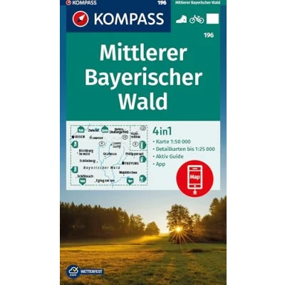 Afbeelding van KOMPASS Wanderkarte 196 Mittlerer Bayerischer Wald 1:50.000