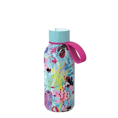 Afbeelding van Quokka Kids Solid met hanger, onderwater, 330 ml, roestvrijstalen waterfles, BPA vrij, dubbelwandige thermosfles, houdt kou en warmte voor kinderen volwassenen
