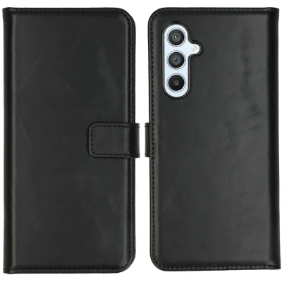 Afbeelding van Selencia Hoesje Geschikt voor Samsung Galaxy A54 (5G) Met Pasjeshouder Echt Lederen Bookcase Zwart