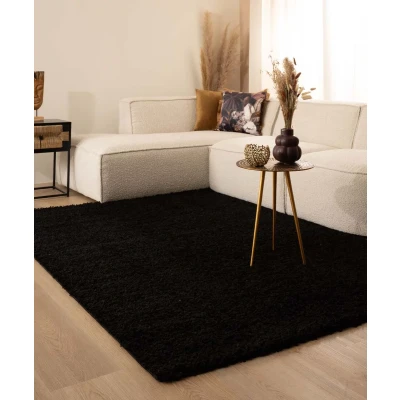 Afbeelding van Hoogpolig Vloerkleed Shaggy Trend Effen Zwart 240x340 Cm