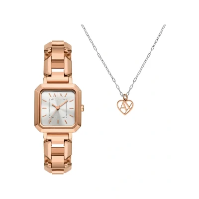 Afbeelding van Armani Exchange Dames Horloge geschenkset 27 Rosékleurig