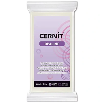 Afbeelding van CERNIT CE0880500010C Opaline polymeerdeeg boetseerklei om te bakken kleur wit blok van 500 g