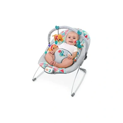 Afbeelding van Bright Starts Babywipstoel, rustgevende trillingen Taggies, muziek, afneembare speelgoedstang, 0 6 maanden tot 9 kg (toekan, tango)